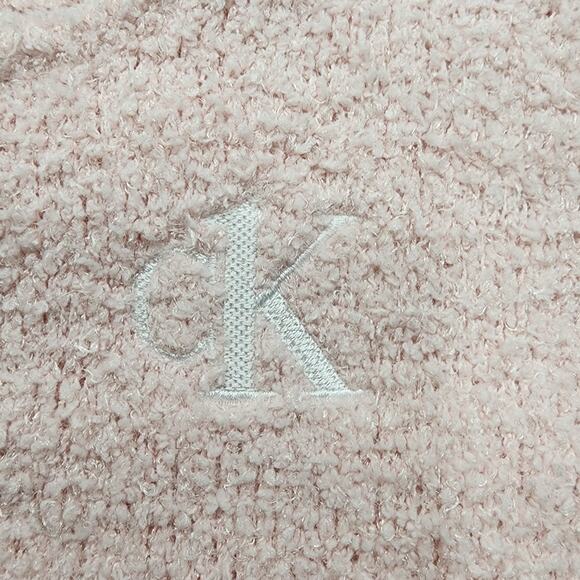 NEW Calvin Klein Top Womens L Pink CK One Plush Lounge Tank Baby Terry Crop Logo - Picture 2 of 13
